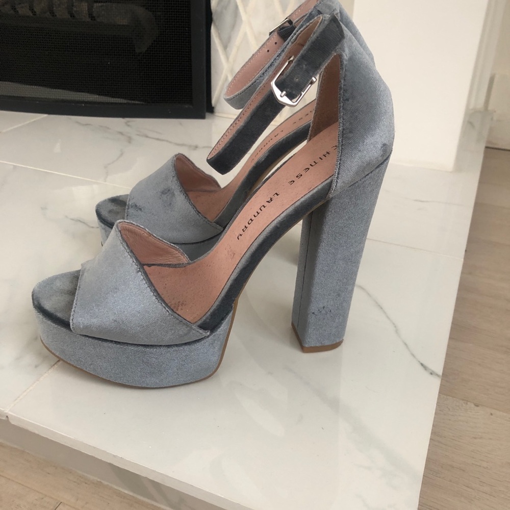 Chinese Laundry Velvet Platform Peep Toe Heels
